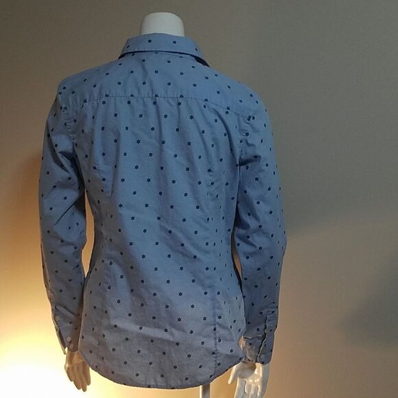 Nautica Blue Boat Wheel Print Button Down Shirt (M) - Picture 5 of 6